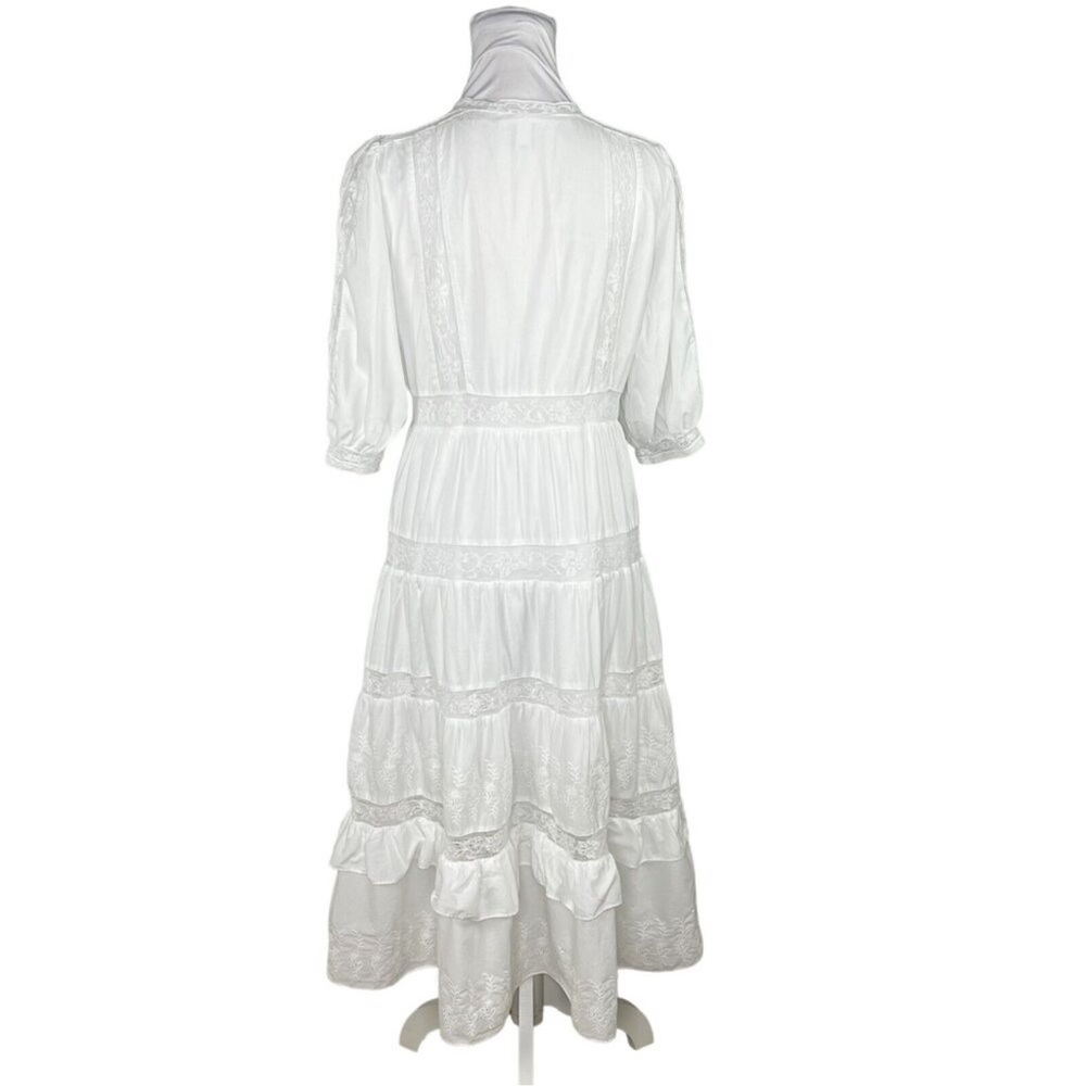 LoveShackFancy X Target Phoebe Button Up White Eyelet Lace Midi Dress - Picture 5 of 12